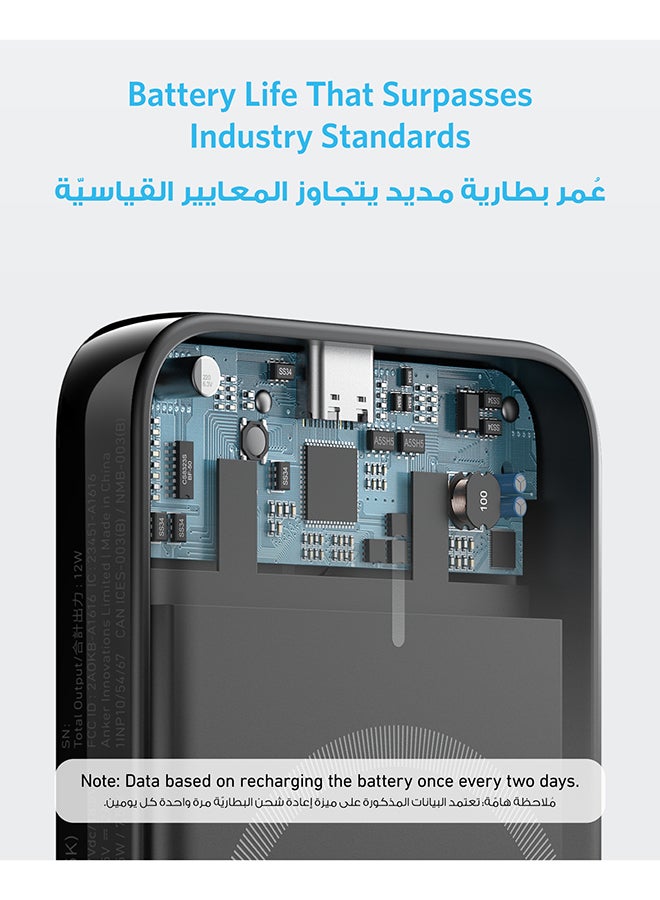 Power Bank, 321 Magnetic Battery (PowerCore Magnetic 5K), 5,000mAh Magnetic Wireless Portable Charger, Compatible with iPhone 16/16 Pro / 16 Plus / 16 Pro Max, iPhone 15 and 14 Series Black