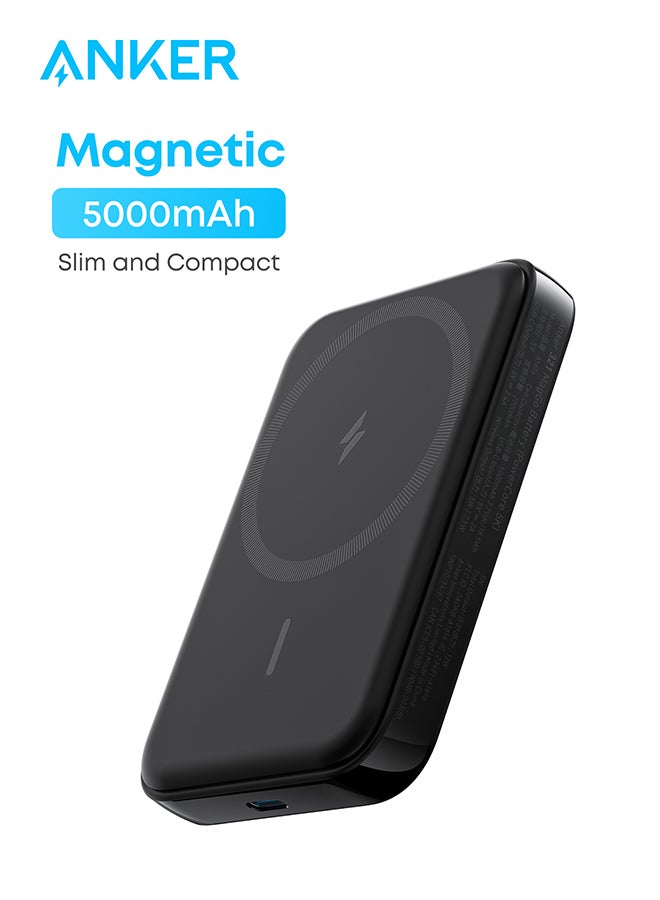 Anker Power Bank, 321 Magnetic Battery (PowerCore Magnetic 5K), 5,000mAh Magnetic Wireless Portable Charger, Compatible with iPhone 16/16 Pro / 16 Plus / 16 Pro Max, iPhone 15 and 14 Series Black  - Image 1
