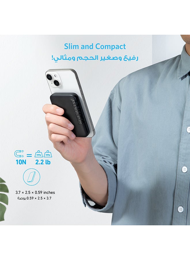 Power Bank, 321 Magnetic Battery (PowerCore Magnetic 5K), 5,000mAh Magnetic Wireless Portable Charger, Compatible with iPhone 16/16 Pro / 16 Plus / 16 Pro Max, iPhone 15 and 14 Series Black