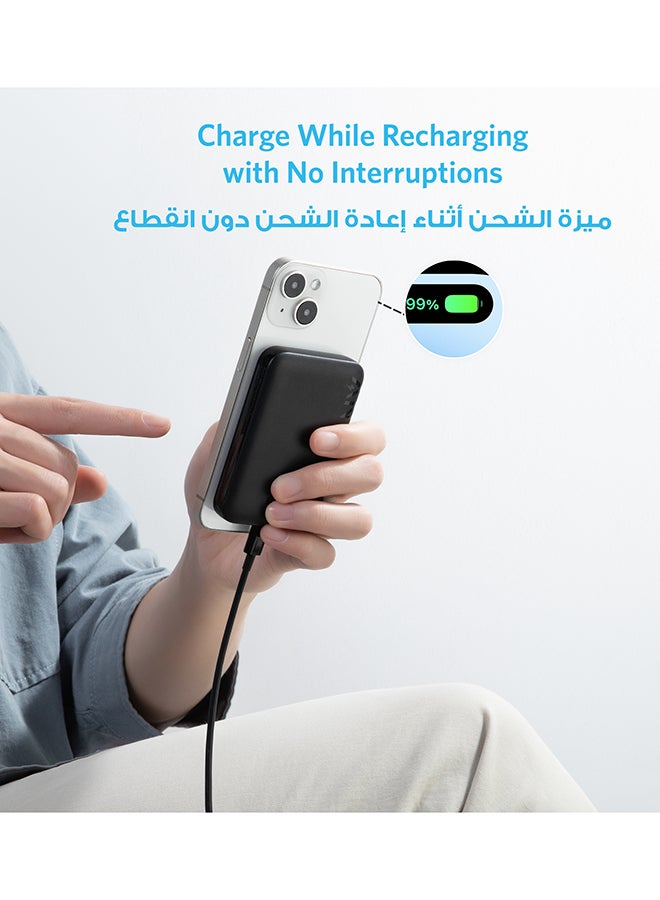 Power Bank, 321 Magnetic Battery (PowerCore Magnetic 5K), 5,000mAh Magnetic Wireless Portable Charger, Compatible with iPhone 16/16 Pro / 16 Plus / 16 Pro Max, iPhone 15 and 14 Series Black