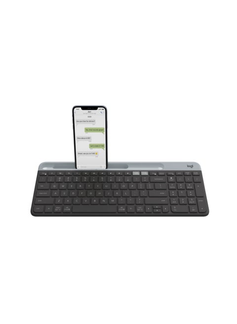 K580 Slim Multi Device Wireless Keyboard, For Chrome OS, 10 Meter Wireless Operation, Bluetooth / 2.4GHz USB Receiver, Easy Switch, 24 Month Battery, Arabic Layout, Black | 920-010073 black