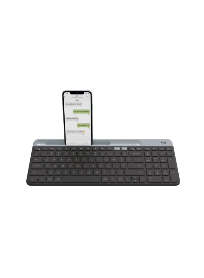 K580 Slim Multi Device Wireless Keyboard, For Chrome OS, 10 Meter Wireless Operation, Bluetooth / 2.4GHz USB Receiver, Easy Switch, 24 Month Battery, Arabic Layout, Black | 920-010073 black