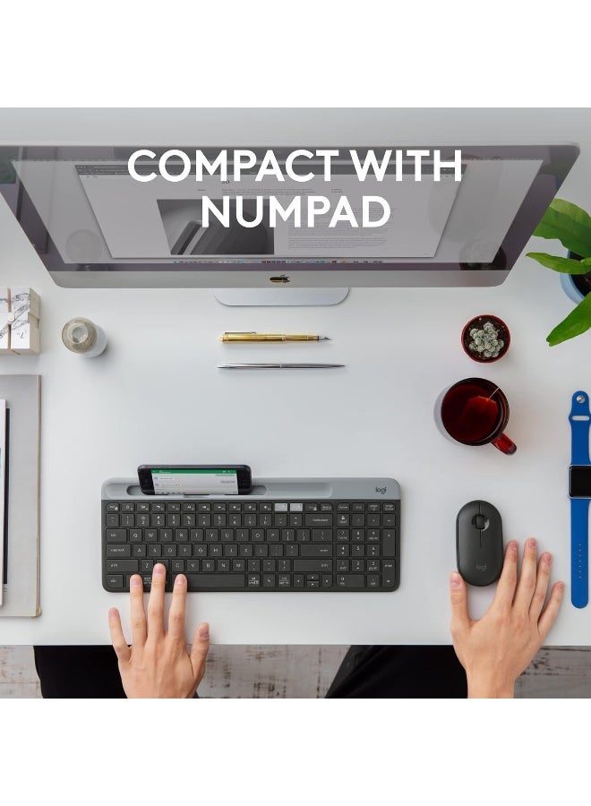 K580 Slim Multi Device Wireless Keyboard, For Chrome OS, 10 Meter Wireless Operation, Bluetooth / 2.4GHz USB Receiver, Easy Switch, 24 Month Battery, Arabic Layout, Black | 920-010073 black