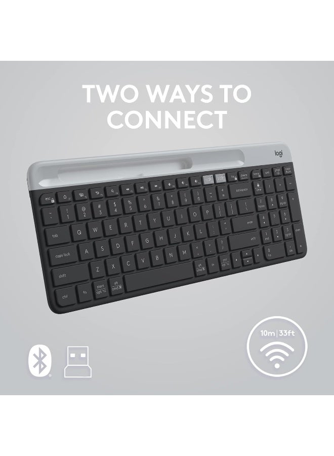 K580 Slim Multi Device Wireless Keyboard, For Chrome OS, 10 Meter Wireless Operation, Bluetooth / 2.4GHz USB Receiver, Easy Switch, 24 Month Battery, Arabic Layout, Black | 920-010073 black
