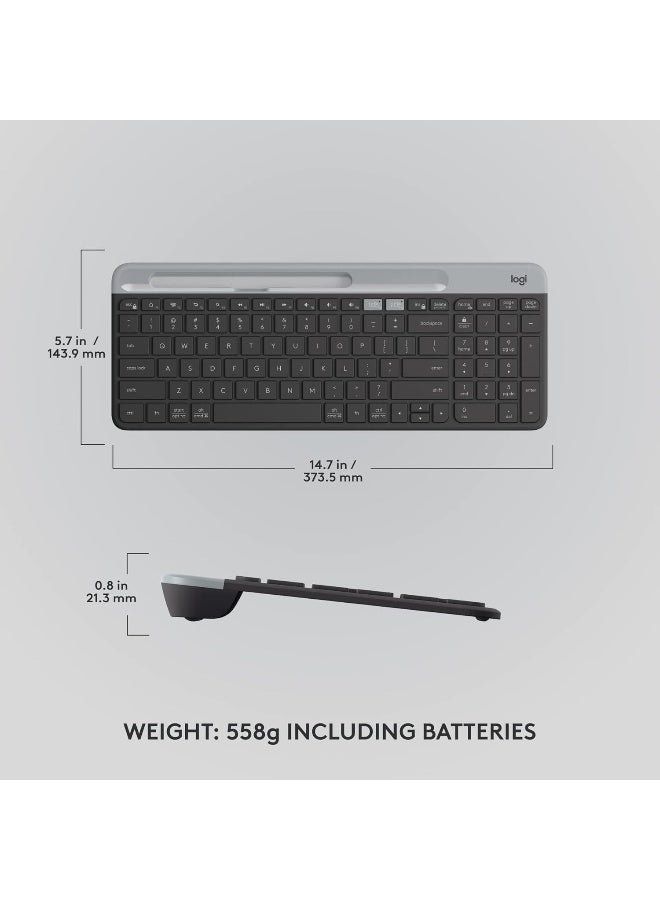 K580 Slim Multi Device Wireless Keyboard, For Chrome OS, 10 Meter Wireless Operation, Bluetooth / 2.4GHz USB Receiver, Easy Switch, 24 Month Battery, Arabic Layout, Black | 920-010073 black