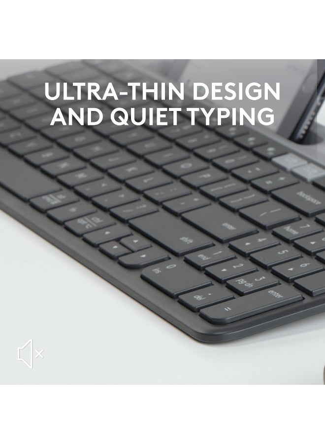 K580 Slim Multi Device Wireless Keyboard, For Chrome OS, 10 Meter Wireless Operation, Bluetooth / 2.4GHz USB Receiver, Easy Switch, 24 Month Battery, Arabic Layout, Black | 920-010073 black