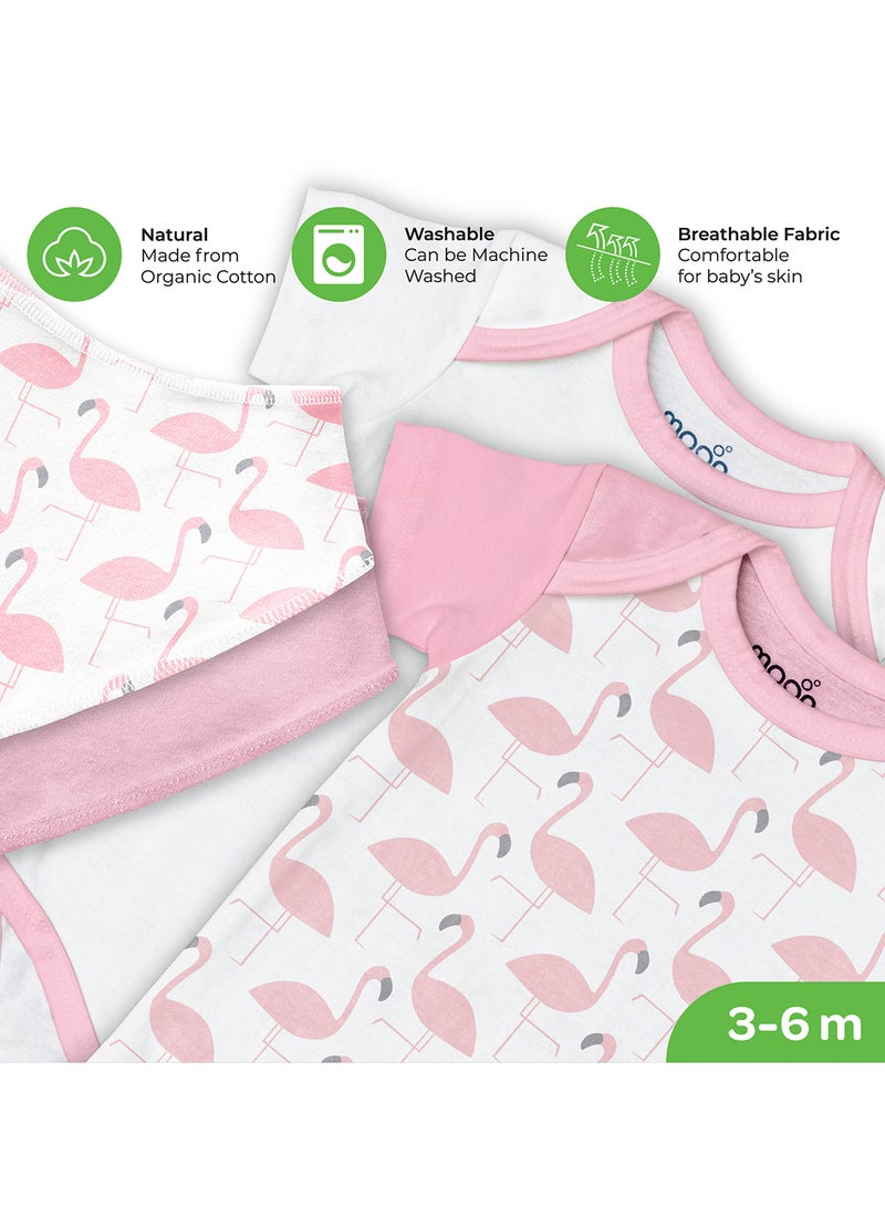Moon Organic Baby Gift Set Of 7 Rompers-Swaddle-Bibs-Hat-Mitten Set For 3 - 6 Months - Image 4