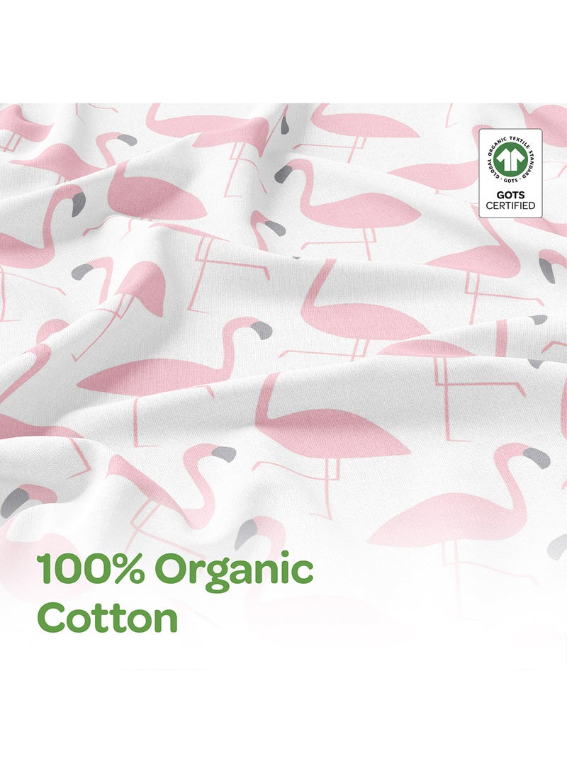 Moon Organic Baby Gift Set Of 7 Rompers-Swaddle-Bibs-Hat-Mitten Set For 3 - 6 Months - Image 3