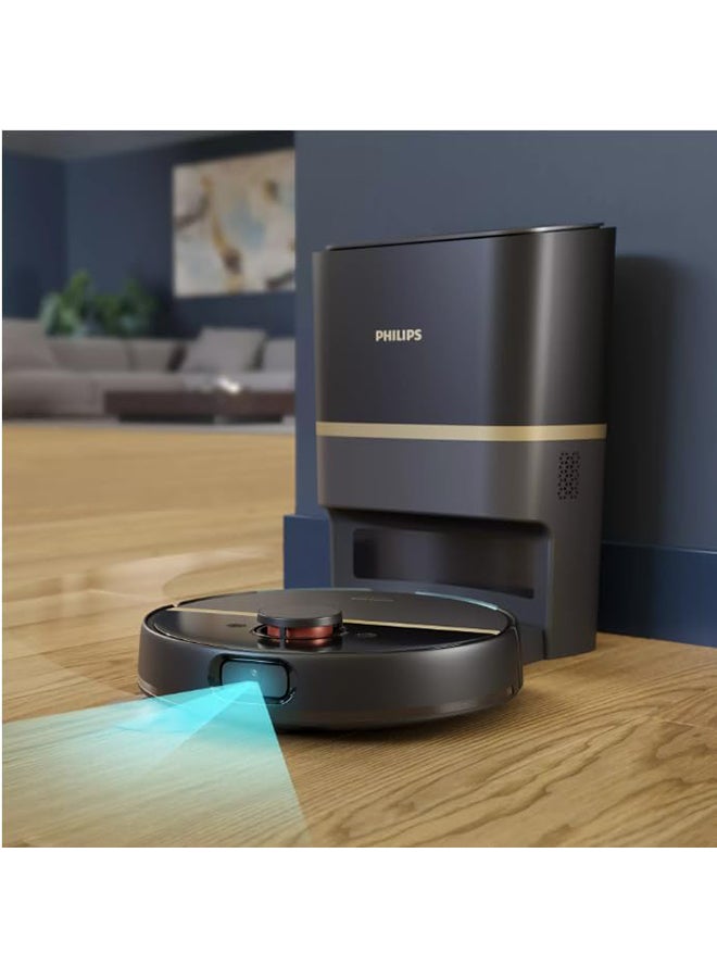 Philips - HomeRun 7000 Series Aqua Vacuum and Mop Robot - Battery Operated 3 L 0 W XU7100/01 Deep Black/Gold - Image 1