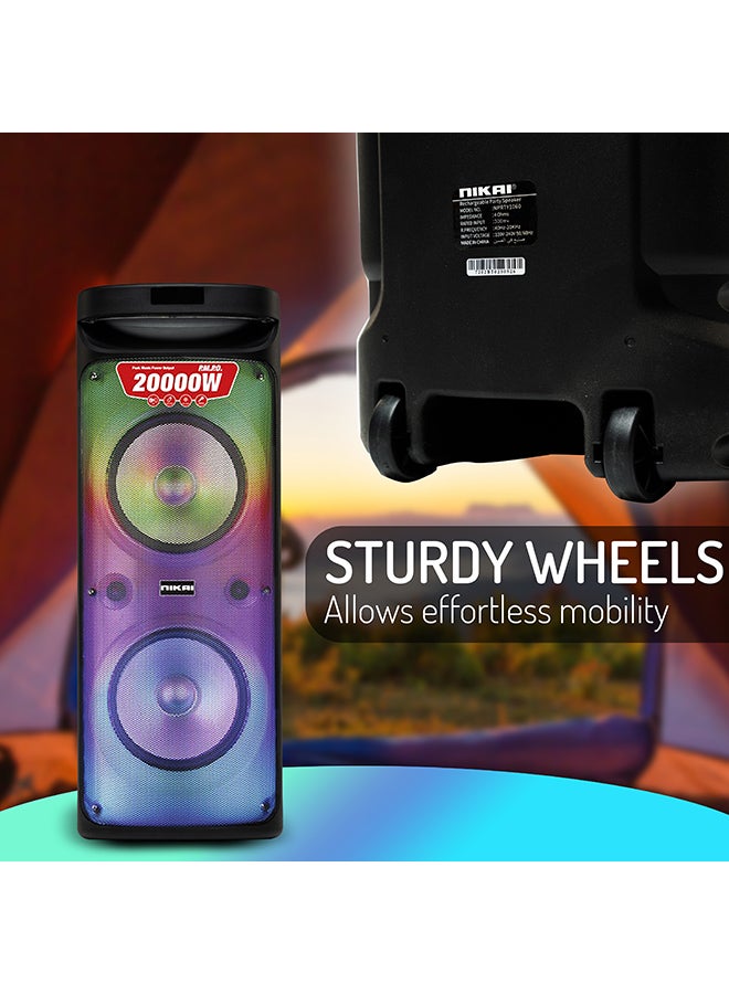 NIKAI Rechargeable Bluetooth Party Speakers 20000W PMPO TWS Stereo Channel NPRTY1060 Black - Image 4