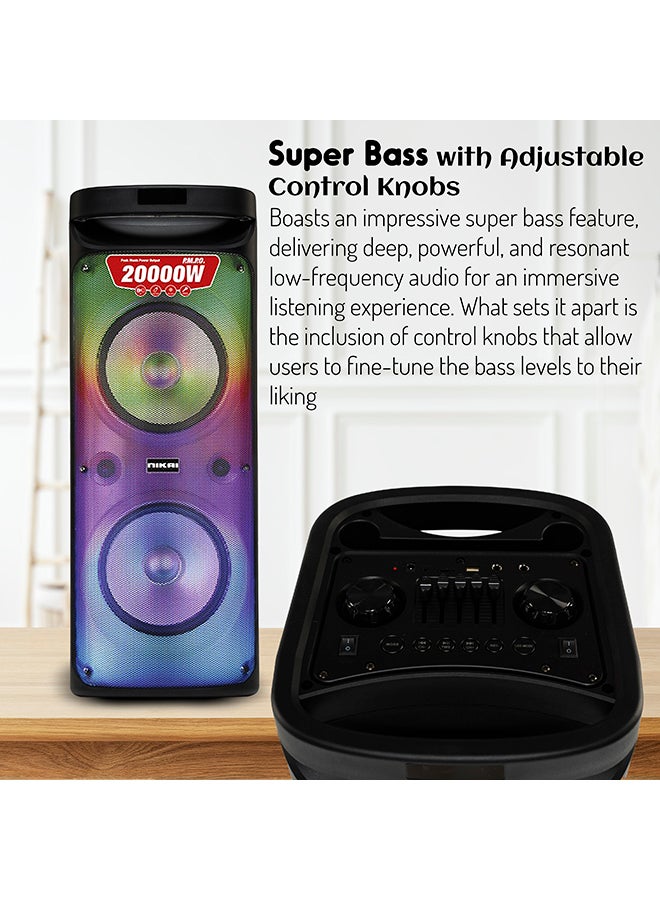 NIKAI Rechargeable Bluetooth Party Speakers 20000W PMPO TWS Stereo Channel NPRTY1060 Black - Image 5
