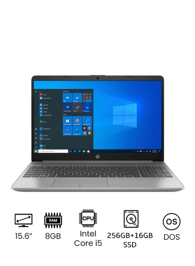 HP - 250 G8 Laptop With 15.6-inch Full HD Display, Core i5-1135G7 Processor/8GB RAM/ 256+16 GB SSD/DOS(Without Windows)/Intel Iris Xe Graphics English/Arabic Asteroid silver - Image 1