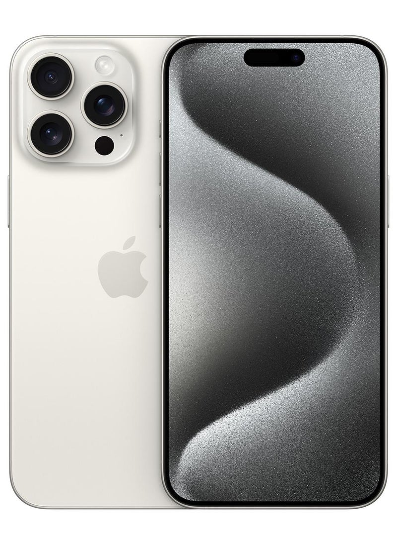 ابل  آيفون 15 برو ماكس، سعة 512 جيجابايت، تيتانيوم أبيض، 5G مع تطبيق FaceTime - إصدار الشرق الأوسط - Image 1