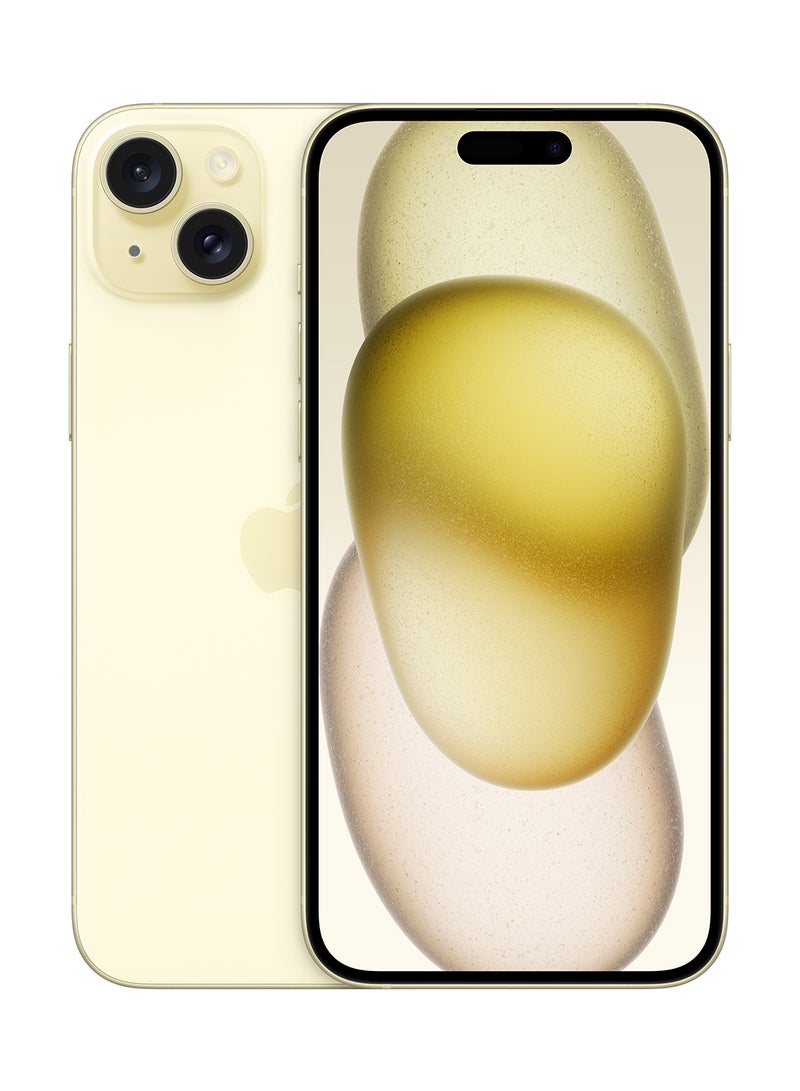 أبل هاتف iPhone 15 Plus بشريحتين، وذاكرة سعة 128 جيجابايت، باللون الأصفر، ومزود بتقنية 5G، بدون تطبيق FaceTime  - Image 1