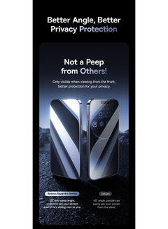 بيسوس iPhone 15 Pro Max 6.7 بوصة 9H Sapphire Series حماية كاملة للخصوصية واقي شاشة من الزجاج المقسى مدمج بفلتر غبار مع مجموعة تنظيف وأداة تثبيت مقاومة للغبار  - Image 4