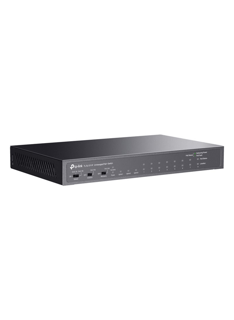 تي بي لينك 8-Port 10/100Mbps + 3-Port Gigabit Desktop Switch with 8-Port PoE+ Black - Image 3