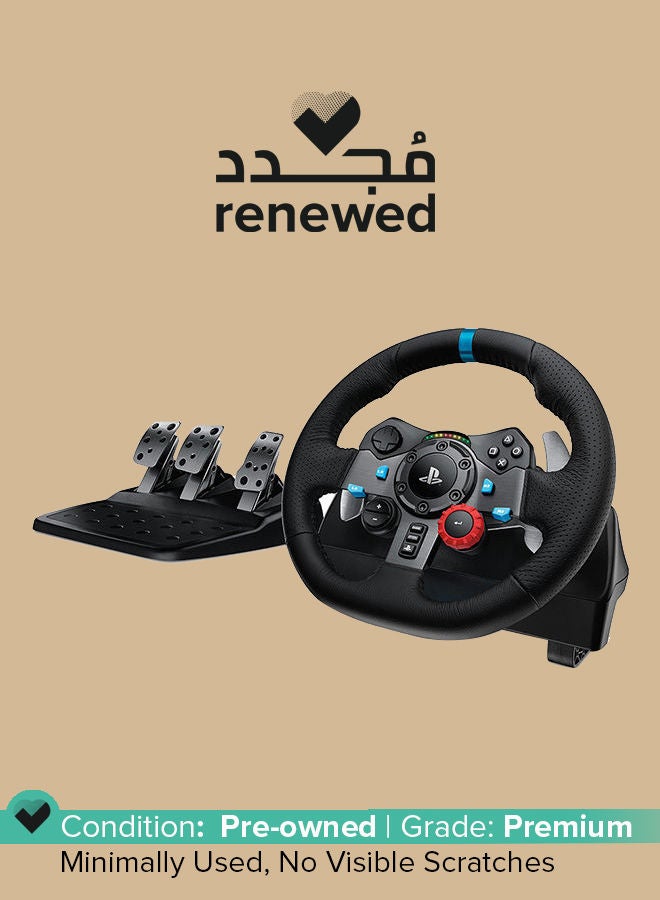 لوجيتيك متجدد - عجلة سباق Logitech G29 Driving Force ودواسات أرضية لأجهزة PS5 وPS4 وPS3 PC - أسود - Image 1