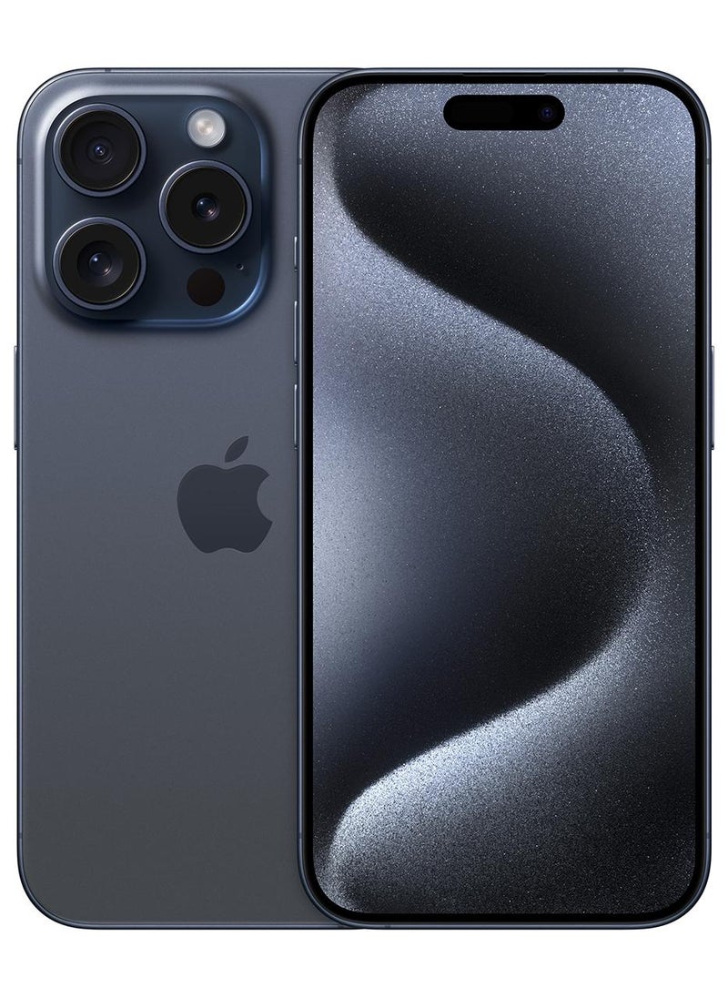 ابل  آيفون 15 برو بسعة 512 جيجابايت، تيتانيوم أزرق، 5G مع تطبيق FaceTime - إصدار الشرق الأوسط - Image 1