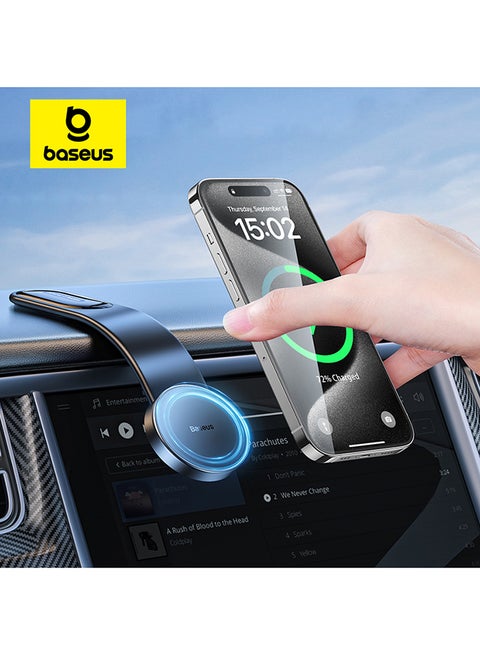 15W Wireless MagSafe Car Mount Charger – High-Quality Magnetic Fast Charger With Stable Grip For iPhone 16 Pro Max/Plus, 15 Pro Max/Plus, 14, 13, 12, Samsung S25/S24/S23, Ultra-Fast Charging, Qi-Certified, Adjustable Viewing Angle, Dashboard Mount, Compatible with Tesla, SUVs, Trucks, Universal Fit, Compact Design, Durable Build, Anti-Slip, Heat Resistant, Easy Installation, Wireless Car Charger Holder, Hands-Free Charging, Safe and Secure Black