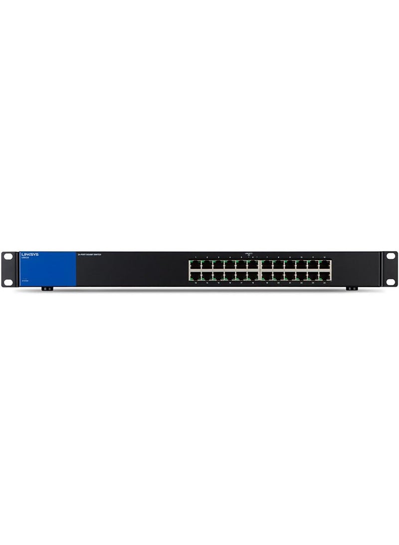 LINKSYS - LGS124: 24-Port Business Gigabit Ethernet Unmanaged Switch, Rack Mount, Computer Network, Wired Connection Speed to 1,000 Mbps Black, Blue - Image 1