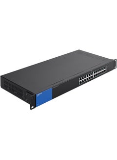 LGS124: 24-Port Business Gigabit Ethernet Unmanaged Switch, Rack Mount, Computer Network, Wired Connection Speed to 1,000 Mbps Black, Blue