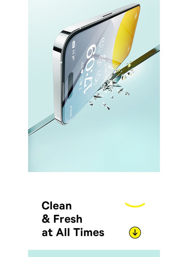 Iphone 15 Pro 6.1 Inch Sapphire Series 9H Explosion-proof Tempered Glass Screen Protector Built-In Dust Filter With Cleaning Kit And Dust-Proof Clear