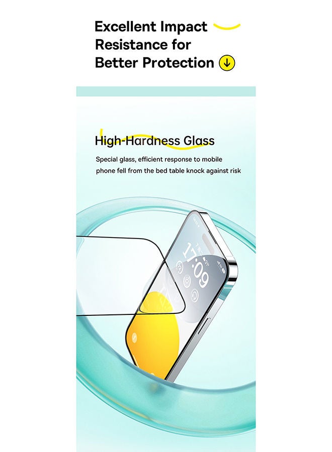 Iphone 15 Pro 6.1 Inch Sapphire Series 9H Explosion-proof Tempered Glass Screen Protector Built-In Dust Filter With Cleaning Kit And Dust-Proof Clear