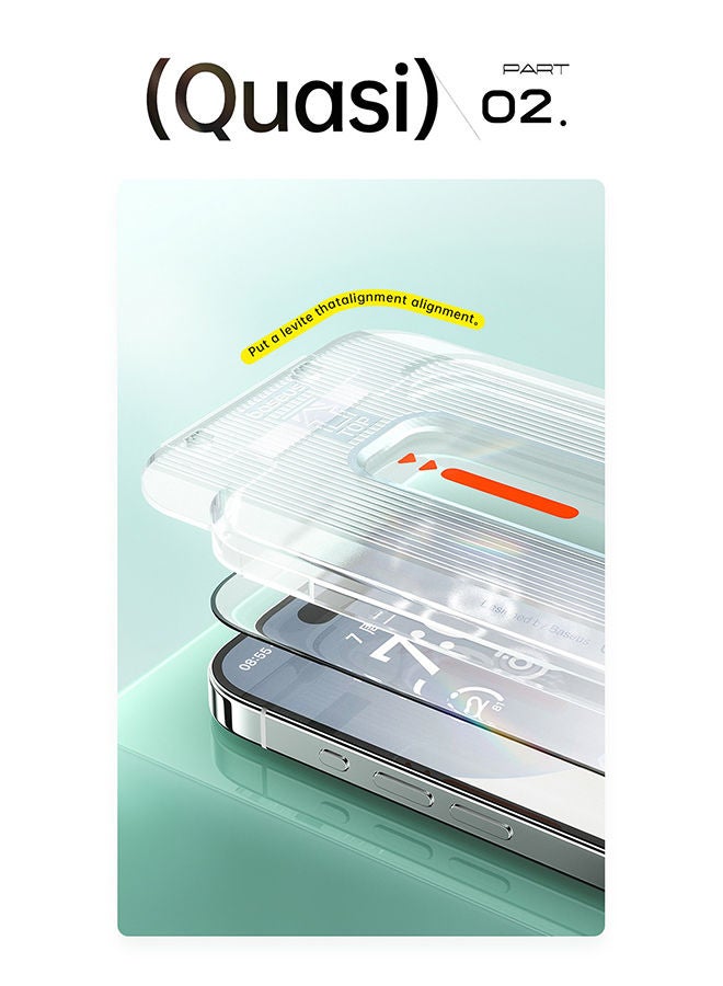 Baseus Iphone 15 Pro 6.1 Inch Sapphire Series 9H Explosion-proof Tempered Glass Screen Protector Built-In Dust Filter With Cleaning Kit And Dust-Proof Clear  - Image 4