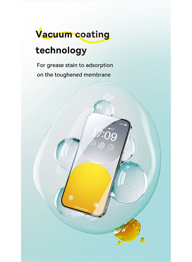 Iphone 15 Pro 6.1 Inch Sapphire Series 9H Explosion-proof Tempered Glass Screen Protector Built-In Dust Filter With Cleaning Kit And Dust-Proof Clear