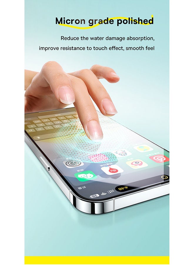 Iphone 15 Pro 6.1 Inch Sapphire Series 9H Explosion-proof Tempered Glass Screen Protector Built-In Dust Filter With Cleaning Kit And Dust-Proof Clear