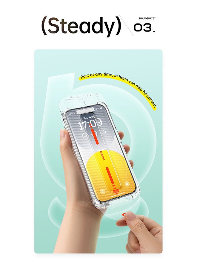 Baseus Iphone 15 Pro 6.1 Inch Sapphire Series 9H Explosion-proof Tempered Glass Screen Protector Built-In Dust Filter With Cleaning Kit And Dust-Proof Clear  - Image 5