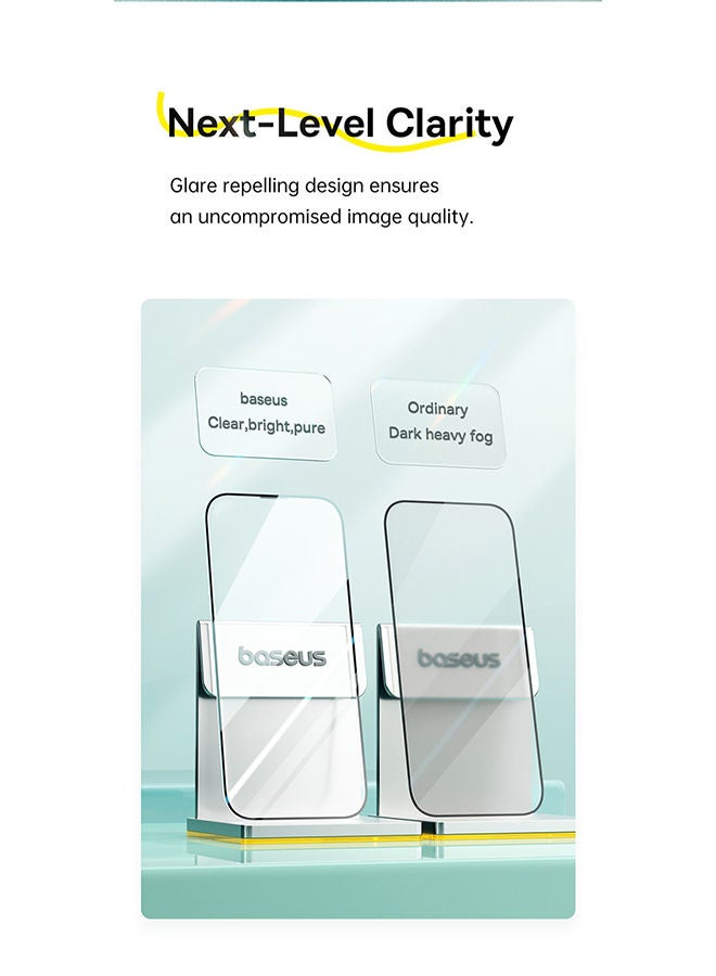 Iphone 15 Pro 6.1 Inch Sapphire Series 9H Explosion-proof Tempered Glass Screen Protector Built-In Dust Filter With Cleaning Kit And Dust-Proof Clear