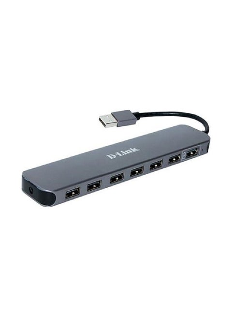 DUB-H7 7-Port High-Speed USB 2.0 HUB, Plug and Play, Fast Quick Charging Port, Compatible with Windows/Mac/Linux, Black