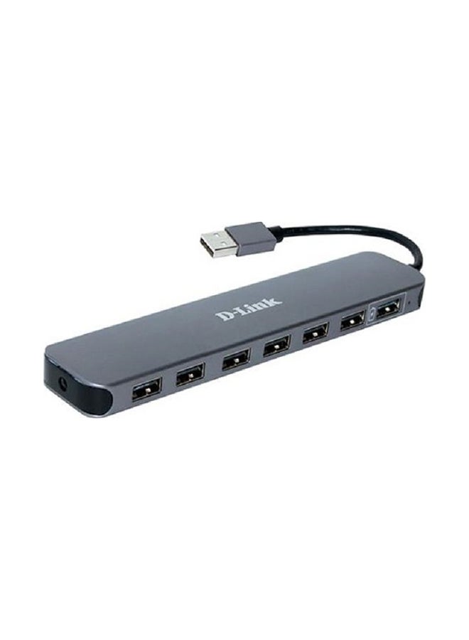 D-Link DUB-H7 7-Port High-Speed USB 2.0 HUB, Plug and Play, Fast Quick Charging Port, Compatible with Windows/Mac/Linux, Black 