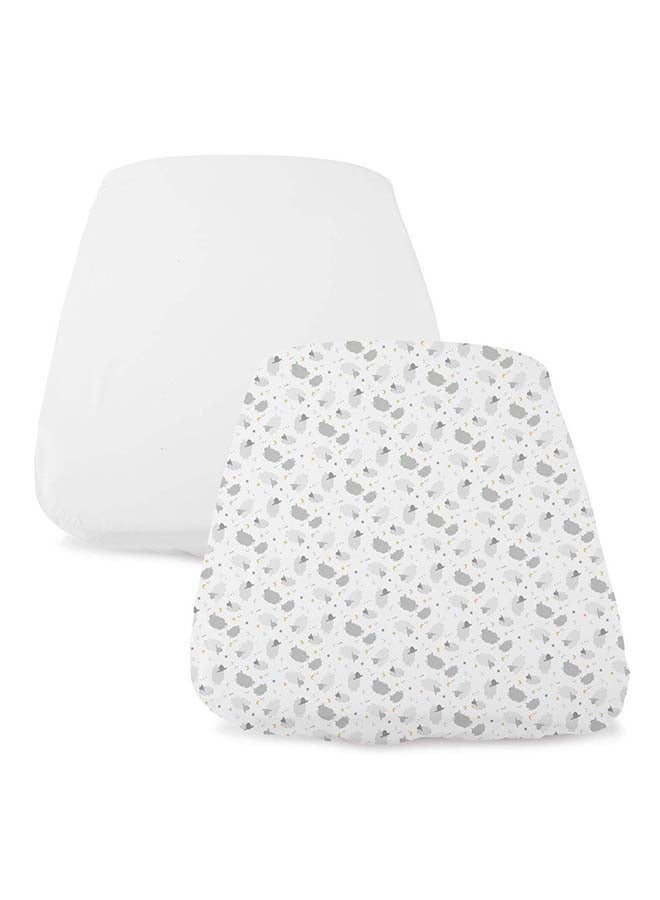 Chicco - Crib Set 2 Fitted Sheets Compatible With Next2Me Forever, Grey Sheep - Image 1