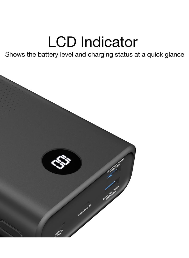 30000 mAh Ultimate Fast Charging PD Power Bank, Triple Outputs - 22.5W Power Delivery For iphones, Dual 18W Smart USB-A For Android Devices, LCD Digital Display, Dual Inputs, Micro-USB And Type-C Black - pnsku/N53433875A/45/_/1695107984/002c8b13-6cdd-4c57-af31-9e64ede1c301