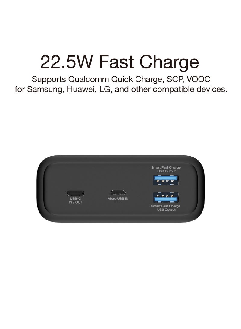 Energizer - 30000 mAh Ultimate Fast Charging PD Power Bank, Triple Outputs - 22.5W Power Delivery For iphones, Dual 18W Smart USB-A For Android Devices, LCD Digital Display, Dual Inputs, Micro-USB And Type-C Black - Image 1