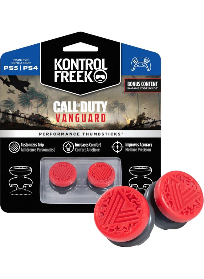 KontrolFreek Call of Duty: Vanguard Performance Thumbsticks for PlayStation 4 (PS4) and PlayStation 5 (PS5) | 2 High-Rise, Hybrid| Red/Black - Image 1