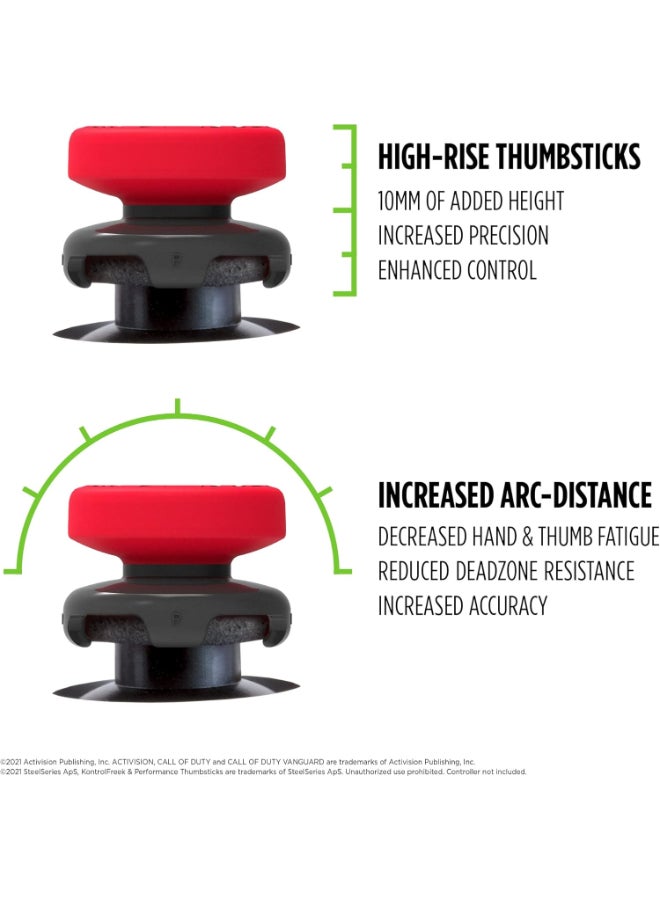 KontrolFreek Call of Duty: Vanguard Performance Thumbsticks for PlayStation 4 (PS4) and PlayStation 5 (PS5) | 2 High-Rise, Hybrid| Red/Black - Image 3