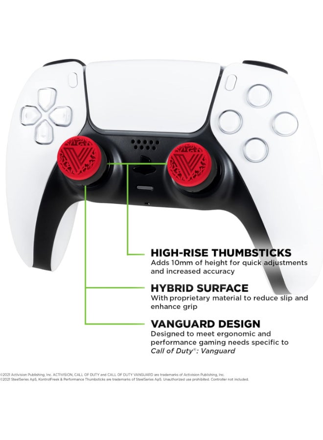 KontrolFreek Call of Duty: Vanguard Performance Thumbsticks for PlayStation 4 (PS4) and PlayStation 5 (PS5) | 2 High-Rise, Hybrid| Red/Black - Image 2