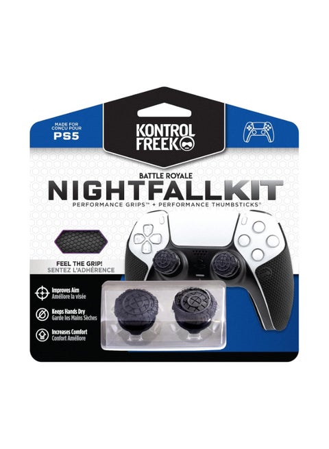 KontrolFreek Fps Freek Battle Royale Nightfall Performance Kit for Playstation 5 Controller (PS5) | Includes Performance Thumbsticks and Performance Grips | Black