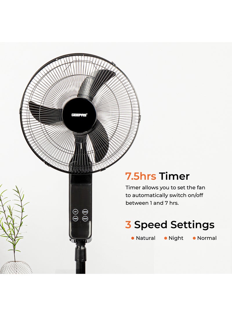 GEEPAS - 16" Stand Fan 3 Speed With Remote Control , 5 Leaf Blade, Adjustable Height & Tilt Setting With Led Display 55 W GF9466 White - Image 1