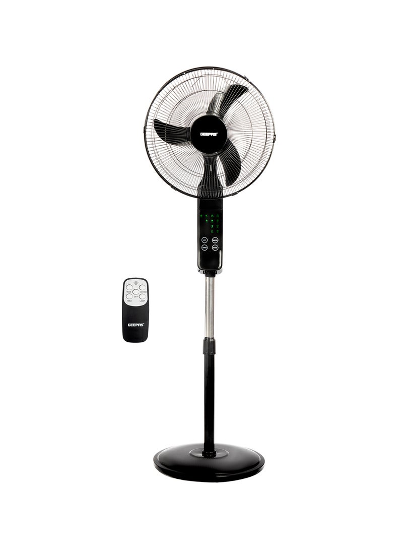 GEEPAS - 16" Stand Fan 3 Speed With Remote Control , 5 Leaf Blade, Adjustable Height & Tilt Setting With Led Display 55 W GF9466 White - Image 1