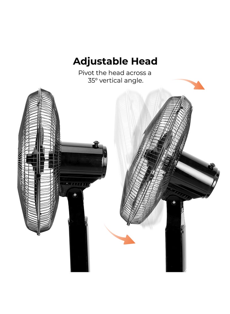 GEEPAS - 16" Stand Fan 3 Speed With Remote Control , 5 Leaf Blade, Adjustable Height & Tilt Setting With Led Display 55 W GF9466 White - Image 1