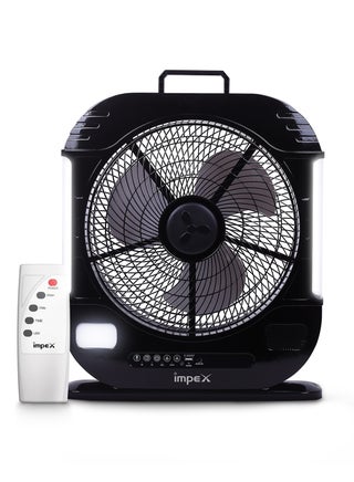 12 inch 3 Blade Rechargeable Fan LED Light with Remote Control, 1820 RPM, 7000mAh Lead-Acid Battery, 600 Lumen, USB Mobile Charger, Solar Charging, Overcharge Protection Breeze D7 Black - pnsku/N53434009A/45/_/1729586400/a463abee-25ee-47f8-ba6d-e4789b1717bd