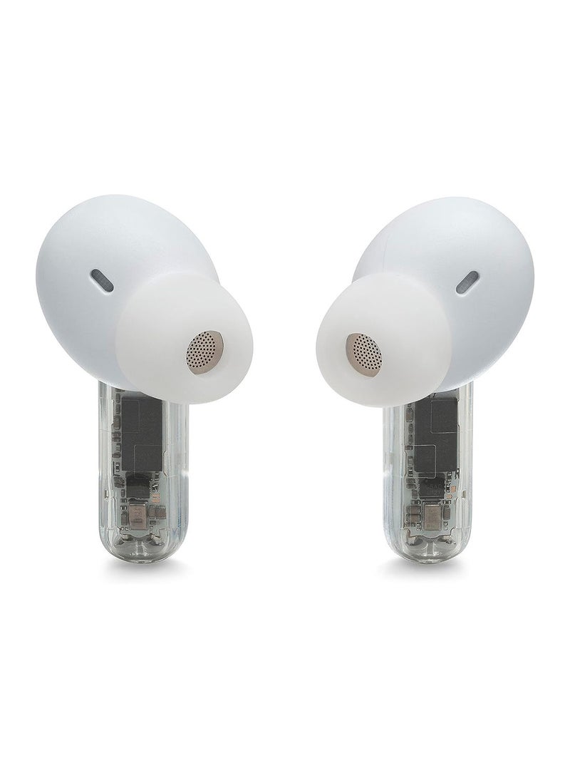 JBL - Tune Beam True Wireless Noise Cancelling Earbuds, Pure Bass Sound, Bluetooth 5.3, Smart Ambient, 4-Mics Technology, VoiceAware, 48H Battery, Water And Dust Resistant White - Image 1