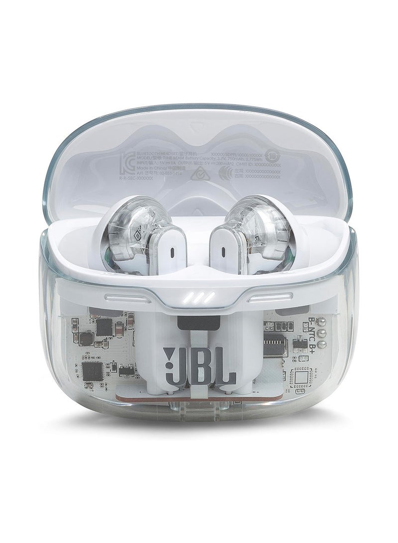 JBL - Tune Beam True Wireless Noise Cancelling Earbuds, Pure Bass Sound, Bluetooth 5.3, Smart Ambient, 4-Mics Technology, VoiceAware, 48H Battery, Water And Dust Resistant White - Image 1