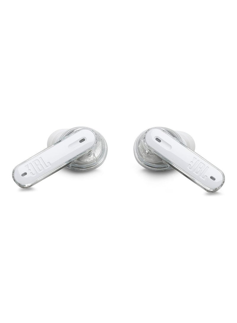 JBL - Tune Beam True Wireless Noise Cancelling Earbuds, Pure Bass Sound, Bluetooth 5.3, Smart Ambient, 4-Mics Technology, VoiceAware, 48H Battery, Water And Dust Resistant White - Image 1