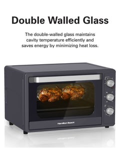 Hamilton Beach Convection Toaster Oven with Rotisserie Grill, Double Walled Glass, Oyster Grey Color, 6 accessories, 6 functions, Max 230°C temp & 60 mins timer, 2 years warranty 55 L 2200 W CTGL55-ME Oyster Grey  - Image 2
