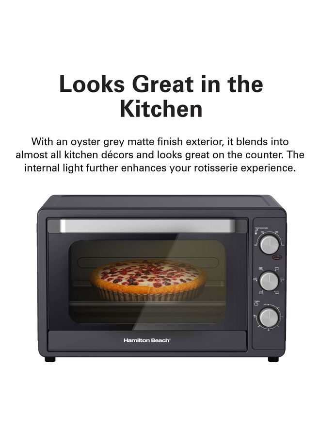 Hamilton Beach - Convection Toaster Oven with Rotisserie Grill, Double Walled Glass, Oyster Grey Color, 6 accessories, 6 functions, Max 230°C temp & 60 mins timer, 2 years warranty 55 L 2200 W CTGL55-ME Oyster Grey - Image 1